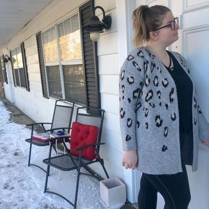 Gray Cheetah Print Cardigan